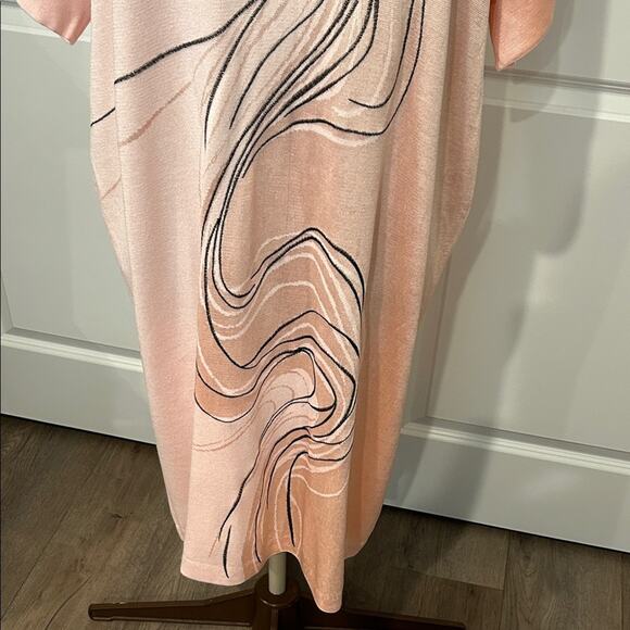 Ming Wang Women’s Pink Black V Neck Art to Wear Abstract Dress Size Large - Picture 4 of 12